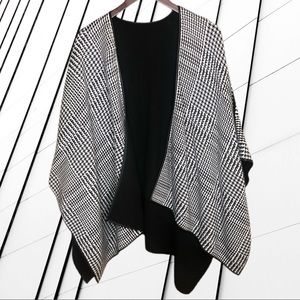 Black and White Sweater Jacket Shawl Cape Style